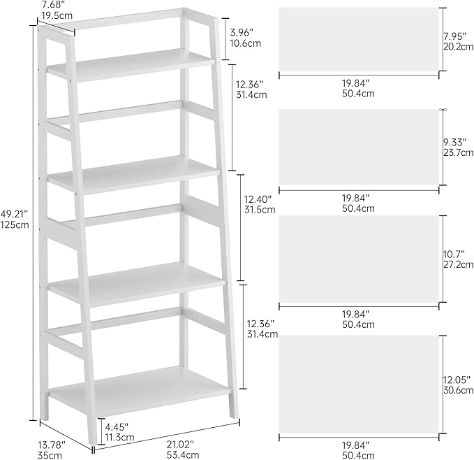 HITNET Ladder Shelf, 4 Tier Bookshelf, Floor Standing Bathroom Storage Rack - Image 3