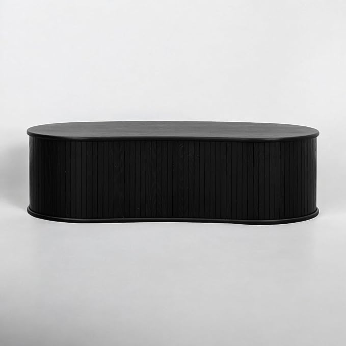 NTC Ripple Coffee Table, Modern Oval Wooden Center Table - Image 5