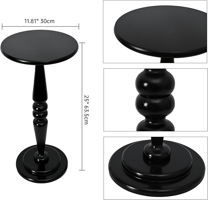 SwallowLiving Small Round Side Table, Tall Pedestal Drink End Tables Living Room - Image 3