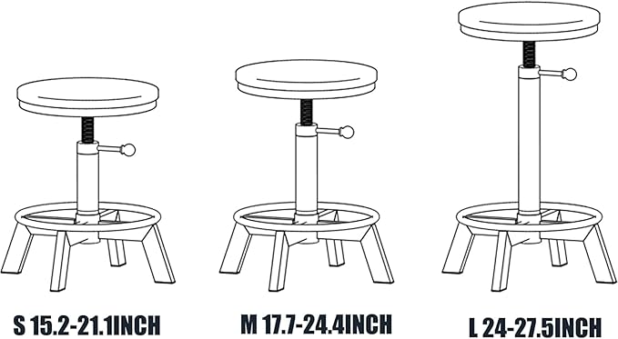 Set of 2 Swivel Pu Seat Bar Stools Industrial Style 17-24inch Height Adjustable - Image 5