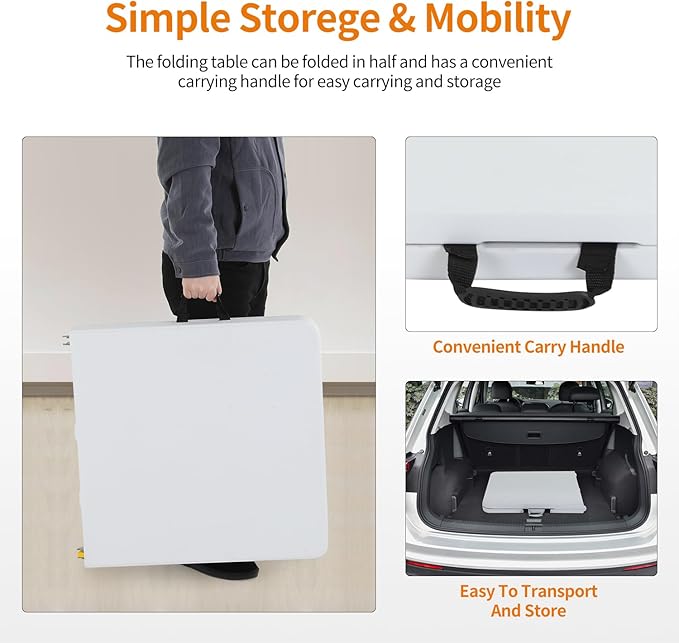 BestOffice Camping Folding 4 Foot Plastic Table - Image 5
