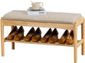 Shoe Bench, Entryway Bench, Wood 2-Tier Shoe Rack by SOBIBO