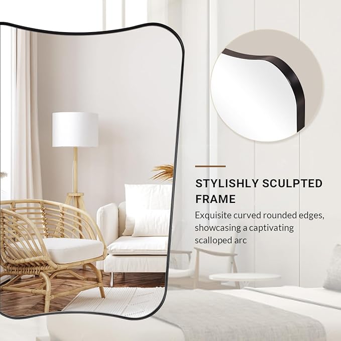 ANDY STAR 30x48 Inch Matte Black Mirror, Modern Bathroom Mirror in Premium - Image 7