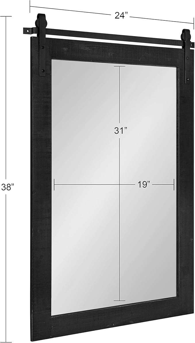 Kate and Laurel Cates Rustic Wall Mirror; 24 x 38; Black; Distressed Farmhouse - Image 7