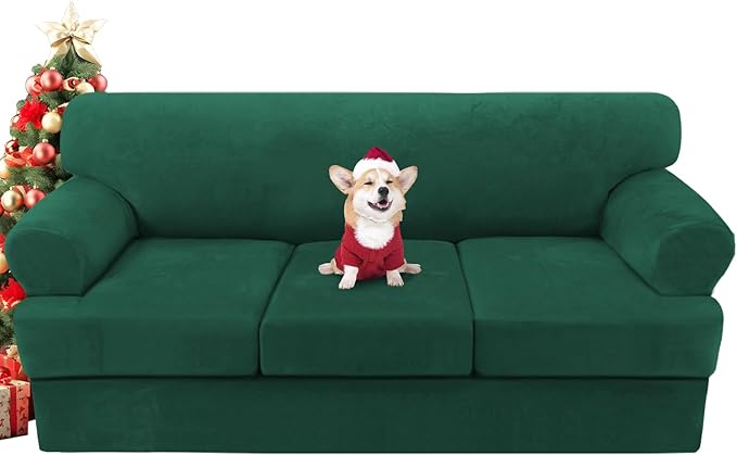 H.VERSAILTEX Sofa Cover 4 Piece T Cushion Sofa Slipcovers Thick Velvet Couch by HVERSAILTEX
