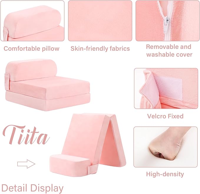 Tiita Folding Sofa Bed for Kids, Toddler Fold Out Couch - Image 8