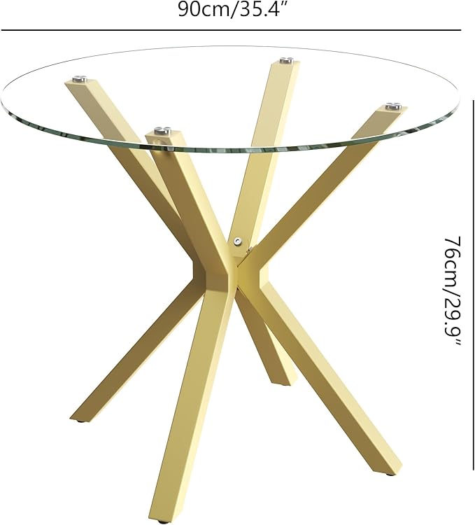 Tempered Glass Dining Table for 2-4, 36 Inch Round Kitchen Table - Image 3