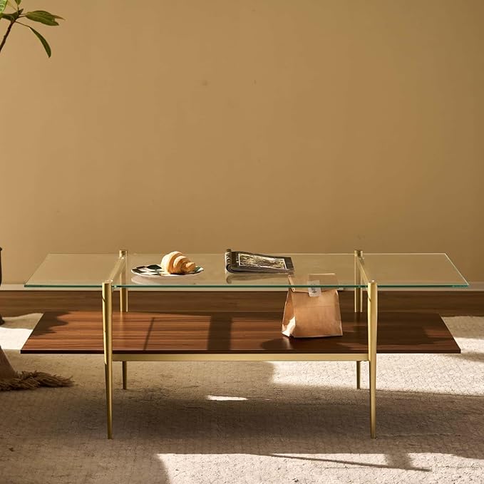 AGV LIGHTING Tadio Large Glass Coffee Table, Mid-Century Modern Coffee Table - Image 4