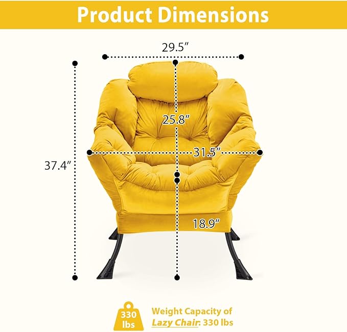 Lazy Chair Thick Padded, Comfy Velvet Accent Lounge Chair - Image 3