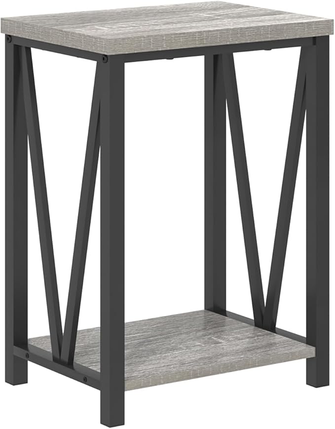 FOLUBAN End Table, Rustic Wood and Metal Side Table - Image 9