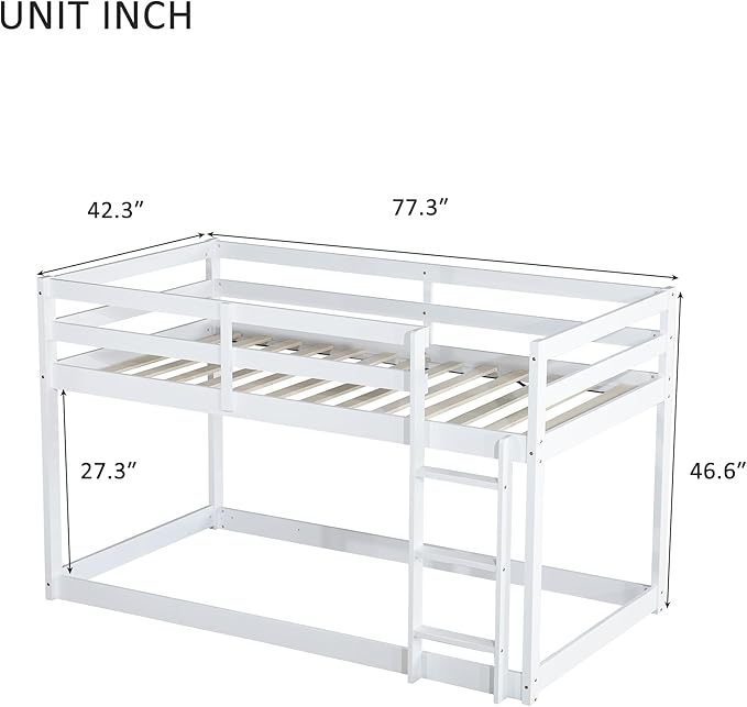 HomSof Twin Over Twin Low Floor Loft Bed - Image 2