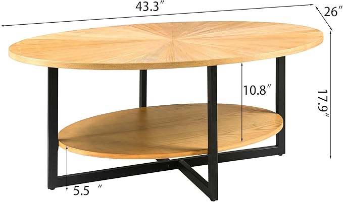 Solid Wood Oval Coffee Table - Image 2