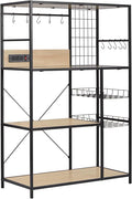 Bakers Rack with Power Outlet, Microwave Stand with Storage, Coffee Bar by fusehome