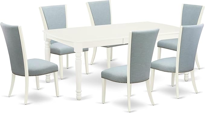 East West Furniture DOVE7-LWH-15 7 Piece Dinette Set Consist of a Rectangle by EastWestFurniture