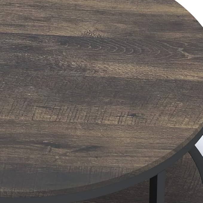 NSdirect 36 inches Round Coffee Table, Rustic Wooden Surface Top & Sturdy Metal - Image 10