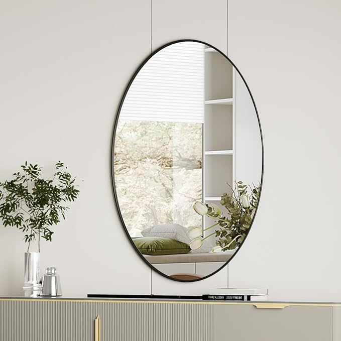 Koonmi Black Oval Bathroom Mirror, Oval Mirror by KOONMI