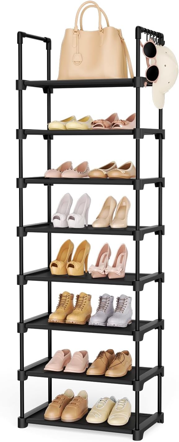 Tall Shoe Rack 8 Tiers, 16-20 Pairs Shoe and Boots Organizer Storage Sturdy by LANTEFULforTidyingHouse