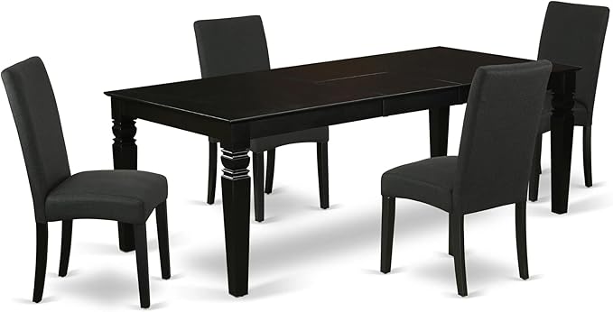 East West Furniture LGDR5-BLK-24 5 Piece Dining Set Includes a Rectangle Dining by EastWestFurniture