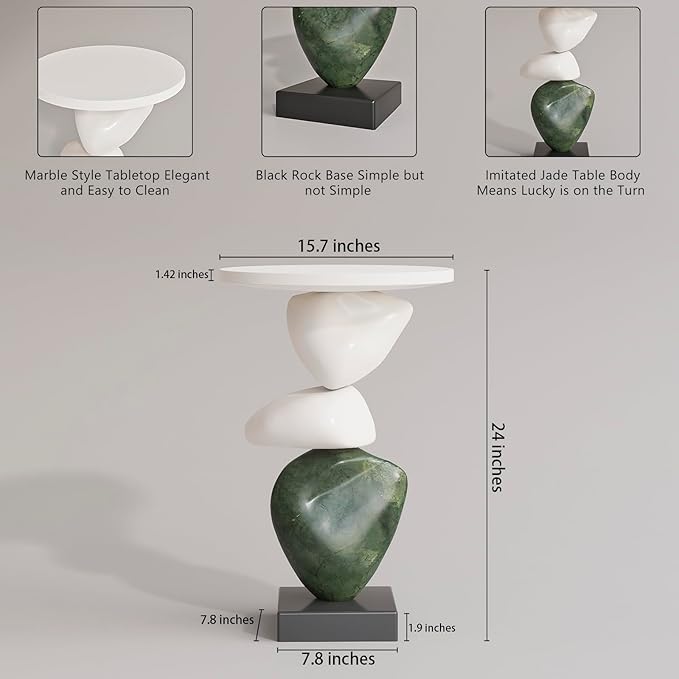 Luxury Coffee Table, Marble Style Side Table - Image 3