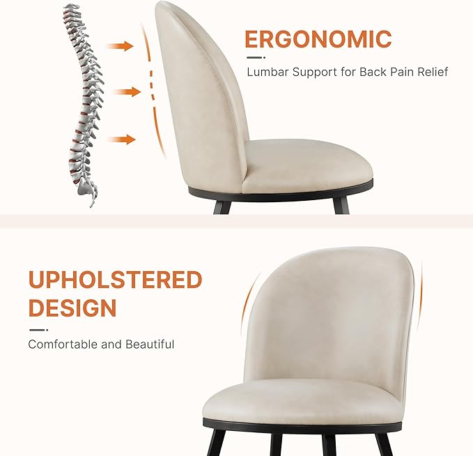 Dining Chairs Set of 6, Faux Leather Upholstered Dining Room Chairs - Image 4