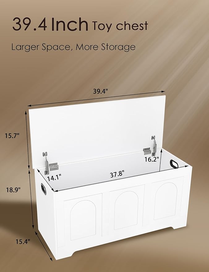 DINZI LVJ Storage Chest, 39.4”Wooden Storage Box - Image 3