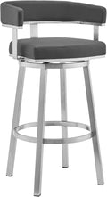 Armen Living Lorin Modern 26" Seat Height Gray Faux Leather and Brushed by ArmenLiving