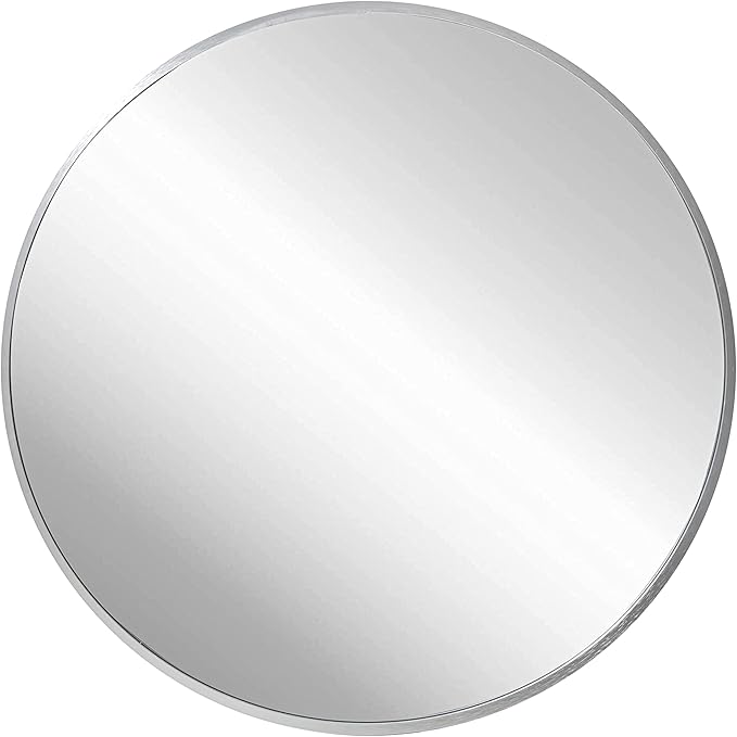 FrameWorks 28" Deluxe Contemporary Silver Circular Aluminum Mirror by FrameWorks