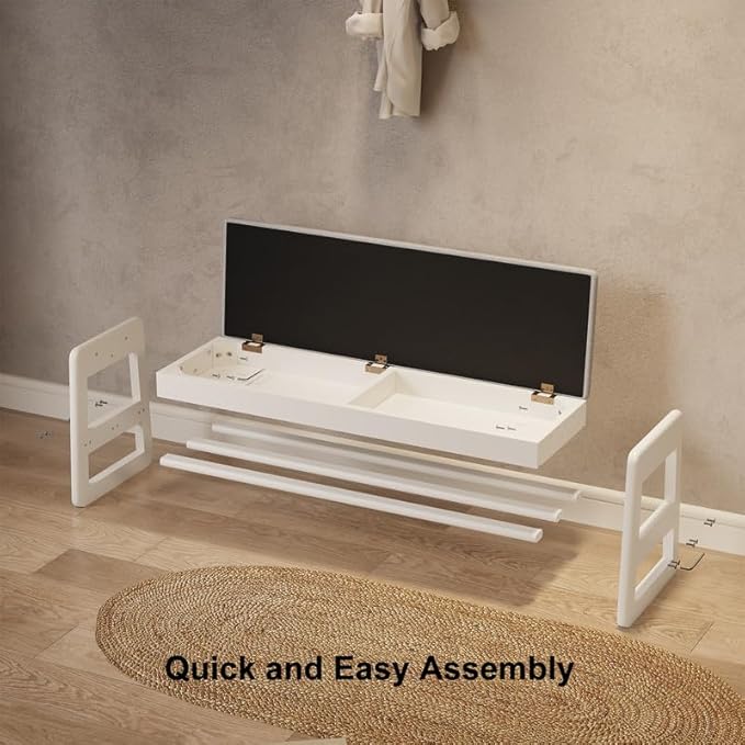 Shoe Rack Bench with Cushion, 2 Tiers Shoe Bench with Flip-Top Storage - Image 9