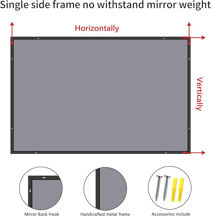 Black Bathroom Mirror for Wall, 36x40 Inch Rectangle Mirrors - Image 5