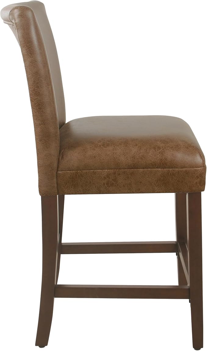 HomePop by Kinfine Fabric Upholstered Parsons Leatherette Counter Height - Image 5