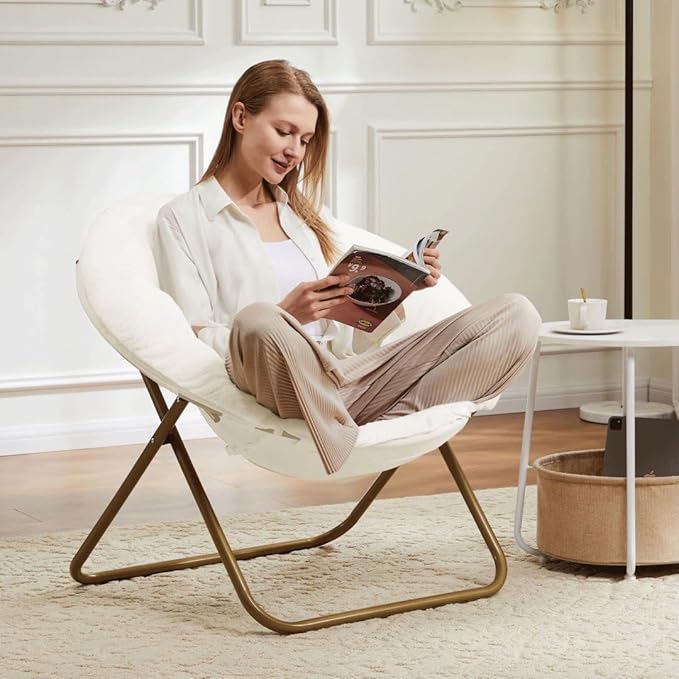 Comfortable Cozy Faux Fur Disc Chair Foldable Feature - Image 7