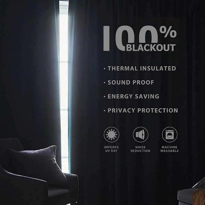 Joydeco 100% Total Blackout Curtains Custom Size - Image 6