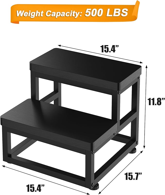 Step Stools for Adults Kids, Heavy Duty Stepping Stools Wooden Bed Step Stools - Image 5