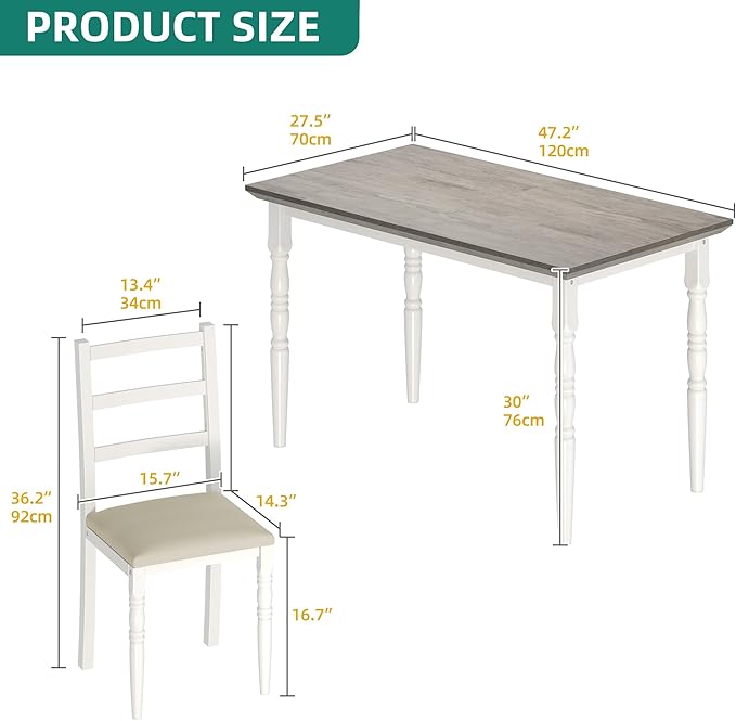 DWVO 5-Piece Dining Table Set for 4, Kitchen Dining Room Table - Image 6