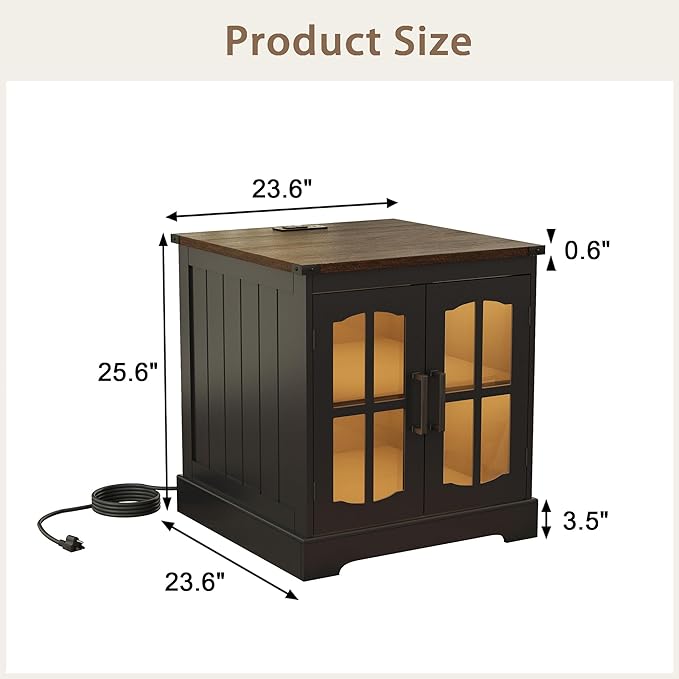 ChooChoo Rustic End Table, Square Bedside Table - Image 2