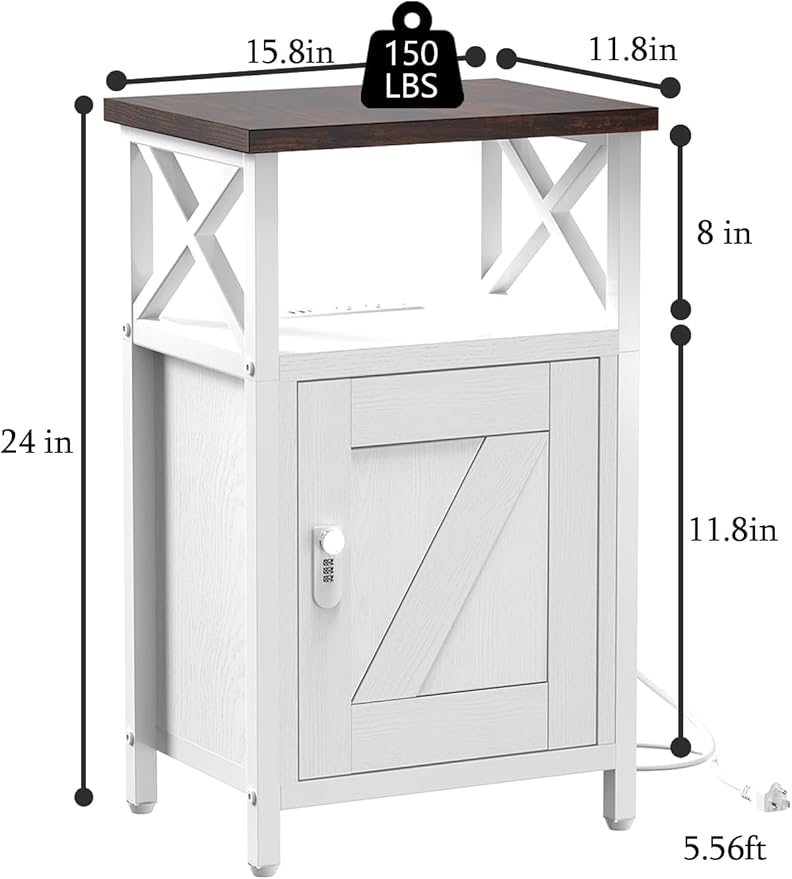 Wooden Nightstand with Lock, Bed Side Table with Drawers, Bedside Table with - Image 3