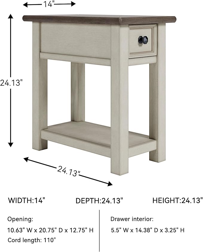 Signature Design by Ashley Bolanburg Farmhouse Chair Side End Table, Light - Image 3