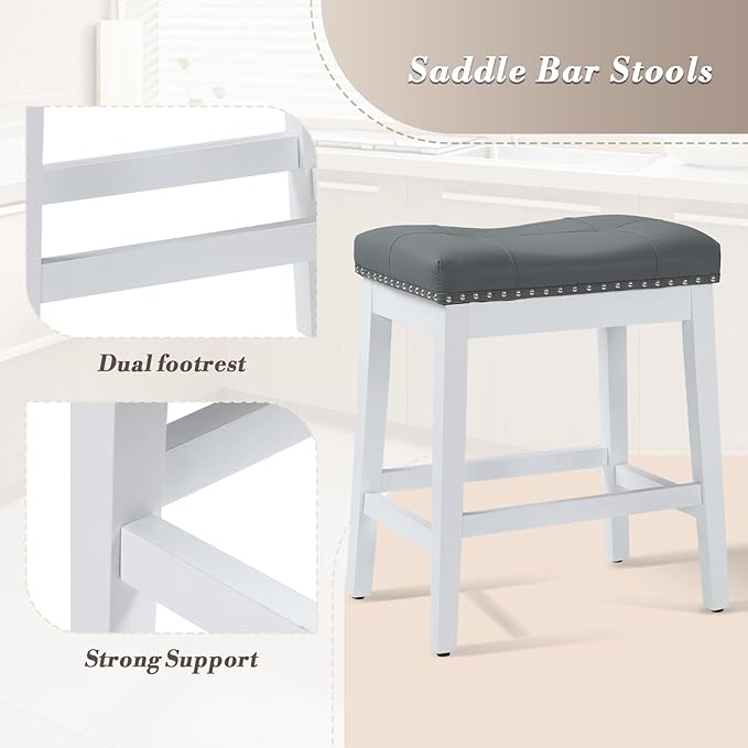 Athena Collection Bar Stools Set of 2, 25 Inches Counter Height Bar Stools - Image 8