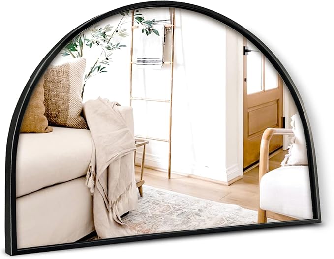 WAMIRRO Minimalist Black Arched Mirror, Large Farmhouse Bathroom Fireplace - Image 9