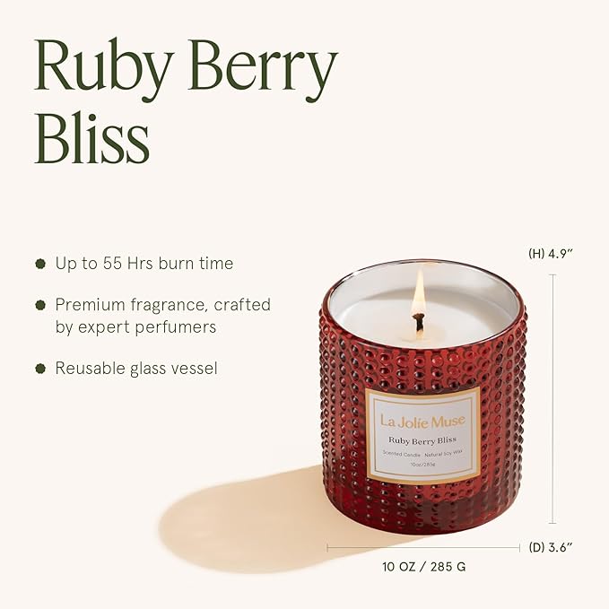 LA JOLIE MUSE Ruby Berry Bliss Scented Candle – Mandarin, Cranberry & Plum| - Image 5