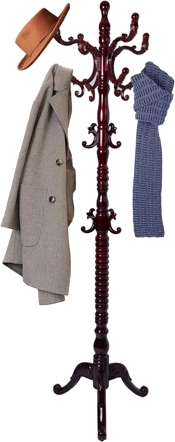 73 in Wood Coat Rack, Coat Rack Freestanding - Image 7