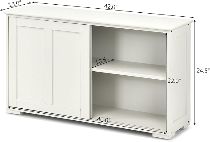 Costzon Sideboard Buffet Cabinet, Wooden Kitchen Storage Cabinet - Image 3