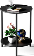 Round Side Table, 2-Tier Circle End Tables by Kasrikly