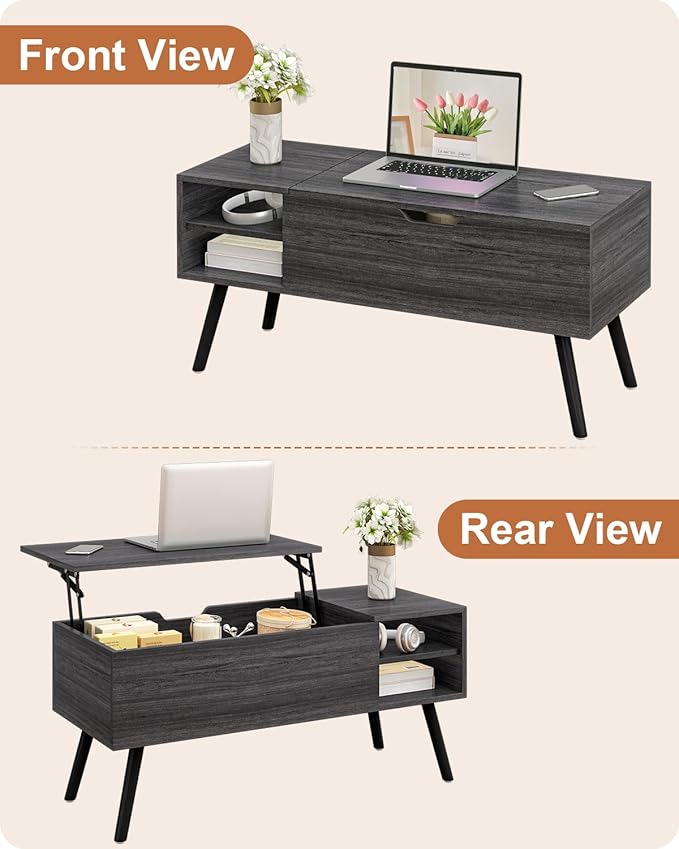 ALINE FURNITURE Gray Coffee Table Lift Top - Image 7