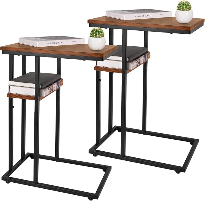 Yoobure C Table End Table Set of 2, Side Tables Living Room, C Shaped Side Table by Yoobure