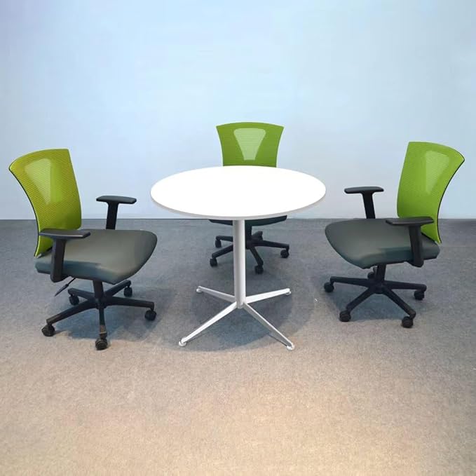 White Dining Table Round Small Office Table Conference Table Coffee Meeting - Image 2