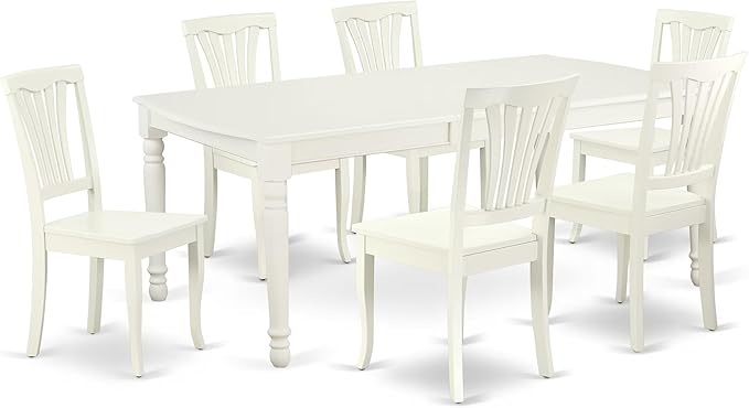 East West Furniture DOAV7-LWH-W 7 Piece Kitchen Table Set Consist of a by EastWestFurniture