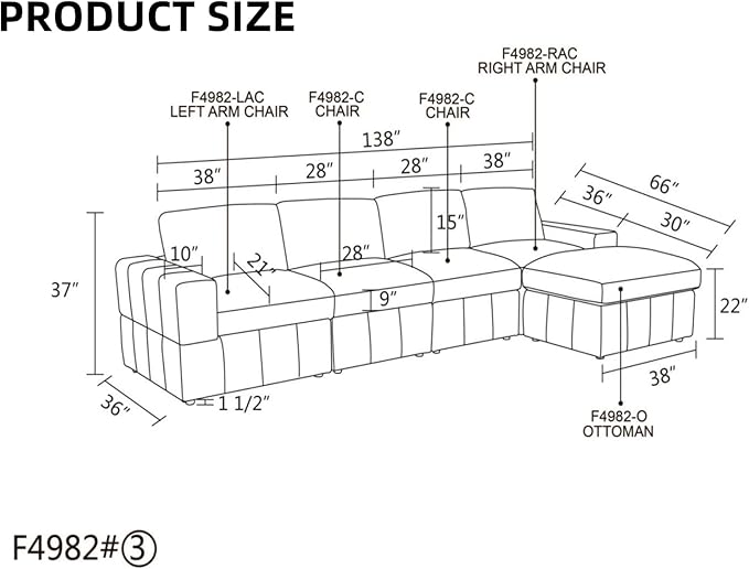 L Shaped Sectional Couches for Living Room, Modular Sectional Couch - Image 2