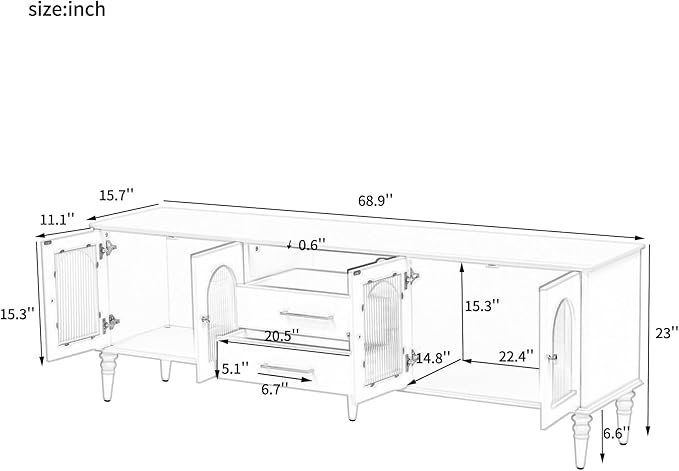 Merax 68.9'' TV Stand for TVs up to 75 Inches, Entertainment Center Media - Image 2