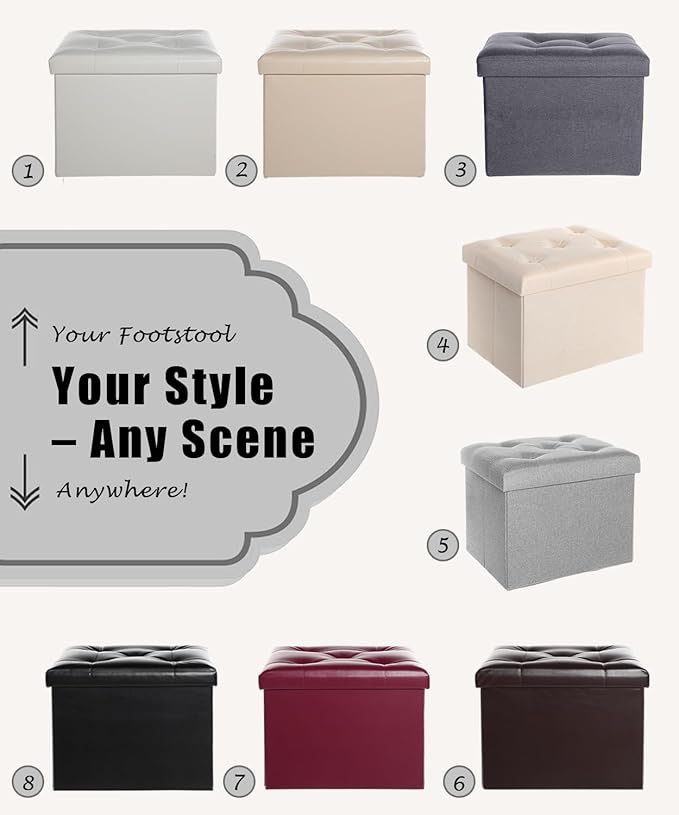 Ottoman Storage Ottoman Foot Rest Stool Foldable Bench - Image 8